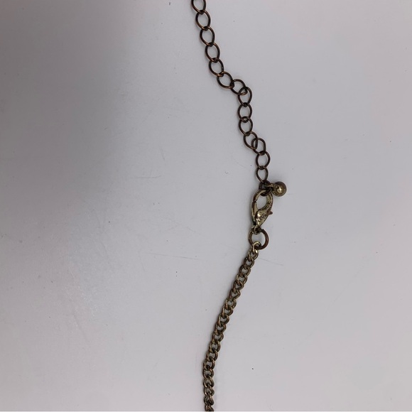 Long Vintage BOHO Necklace With Lime Green Geode Crystal Pendant 34” - Picture 3 of 5